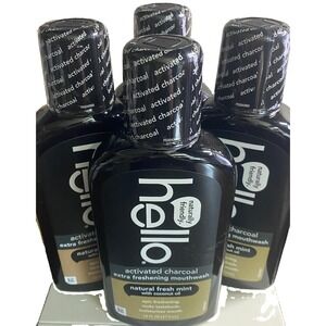 Hello Activated Charcoal Extra Freshening Mouthwash Fresh Mint 4 Pack 16 oz